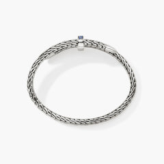 John Hardy Spear Silver Bypass Flex Cuff with Blue Sapphires
