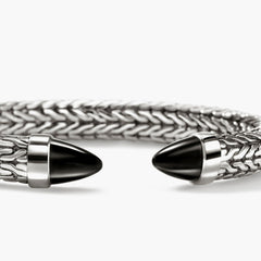 John Hardy Spear 50 Black Onyx Silver Flex Cuff