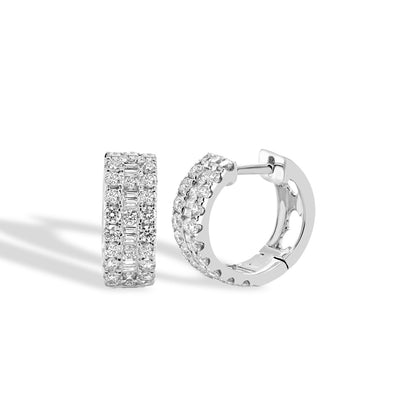 Round and Baguette Diamond Hoop Earrings - Private Label product