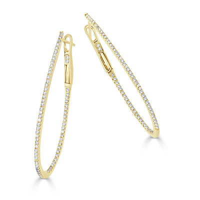 Skinny Inside Out Diamond Pear Shaped Hoops - 1.5" - Private Label product