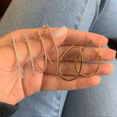 Skinny Inside Out Diamond Pear Shaped Hoops - 1.5"