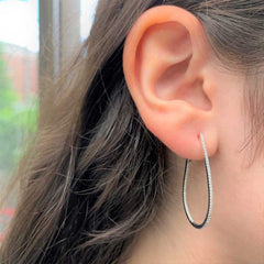 Skinny Inside Out Diamond Pear Shaped Hoops - 1.5"
