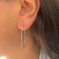 Skinny Inside Out Diamond Pear Shaped Hoops - 1.5"