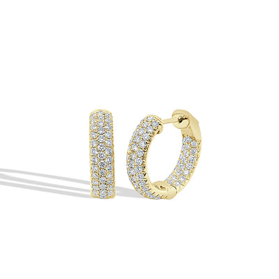 3 Row Pave Diamond In and Out Huggie Earrings - Private Label product