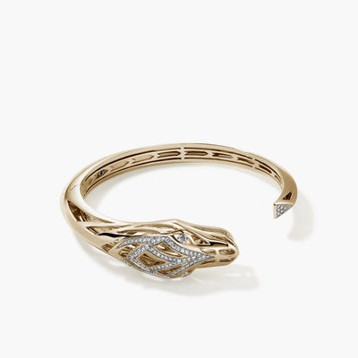 John Hardy Naga Diamond Pave Hinged Cuff in 14K Yellow Gold - John Hardy product