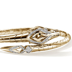 John Hardy Naga Diamond and Gold Dragon Cuff Bracelet