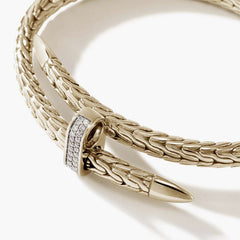 John Hardy Spear Pavé 14K Yellow Gold Diamond Flex Cuff