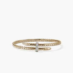 John Hardy Spear Gold Diamond Pave Slim Flex Cuff