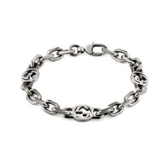 Gucci Interlocking Aged Silver Bracelet