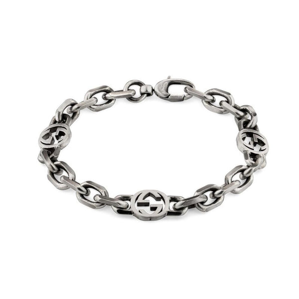 Gucci Interlocking Aged Silver Bracelet