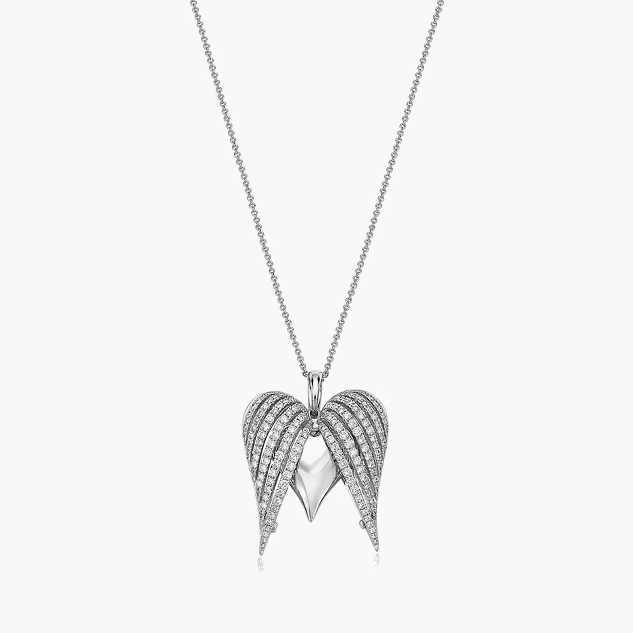 Charles Krypell Precious, Angel Heart Necklace 18K White Gold