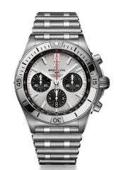 Breitling Chronomat B01 42 Silver Dial — 42mm with Black Rouleaux Rubber Strap