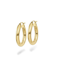 Chunky Gold 4mm Wide Hoop Earrings - 25mm
