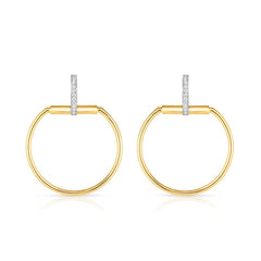 Roberto Coin Classica Parisienne Yellow Gold Large Diamond Circle Drop Earrings