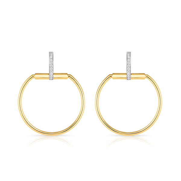 Roberto Coin Classica Parisienne Yellow Gold Large Diamond Circle Drop Earrings