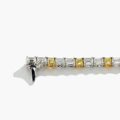 Asscher Yellow Diamond Alternating Mixed Metal Bracelet