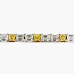 Asscher Yellow Diamond Alternating Mixed Metal Bracelet
