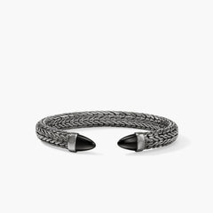 John Hardy Spear 50 Black Onyx on Dark Silver Flex Cuff