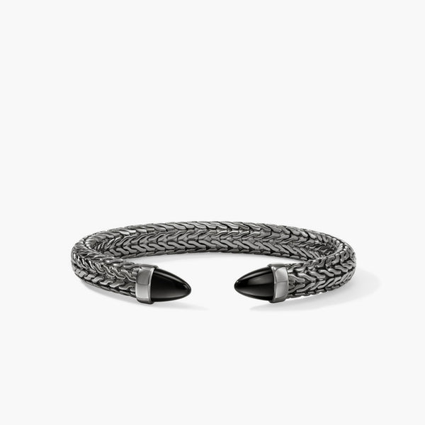 John Hardy Spear 50 Black Onyx on Dark Silver Flex Cuff