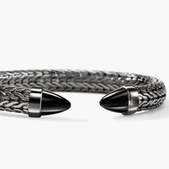 John Hardy Spear 50 Black Onyx on Dark Silver Flex Cuff