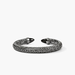 John Hardy Spear 50 Black Onyx on Dark Silver Flex Cuff