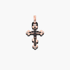Barakà Privè Two Tone Black Diamond Cross Pendant