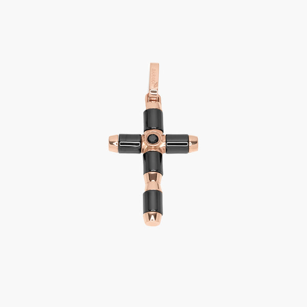 Barakà Snake Ceramic Black Diamond Cross Pendant