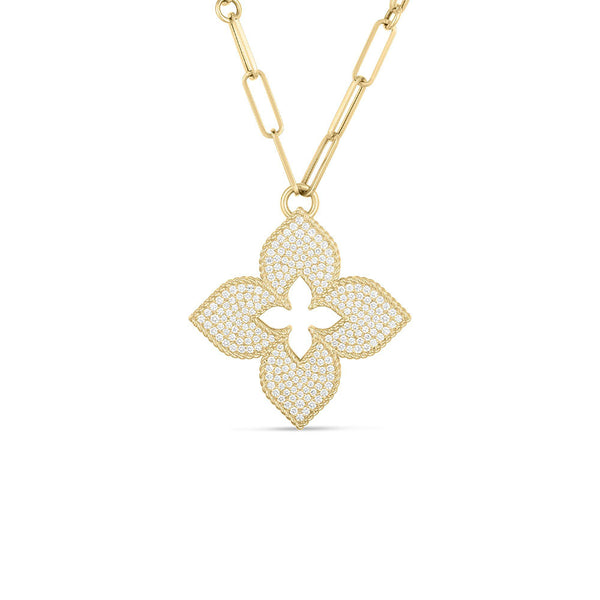 Roberto Coin Venetian Princess Collection 18K Gold Diamond Link Necklace