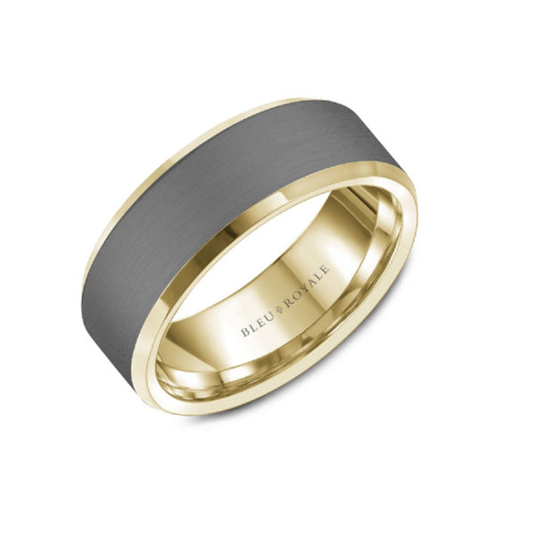 Crown Ring Bleu Royale Grey and Gold Wedding Band