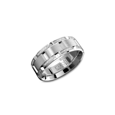 Crown Ring Carlex Brushed Finish Diamond Inlay Men's Wedding Band - Crown Rings product
