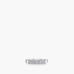 Five stone cushion-cut diamond band in platinum, front view