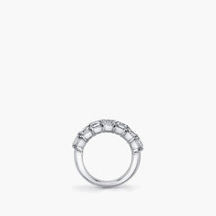 Five stone cushion-cut diamond band in platinum side view