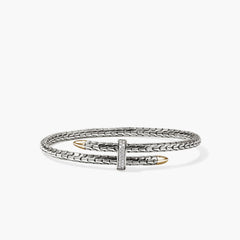 John Hardy Spear Slim Two-Tone Diamond Pave Flex Bypass Cuff