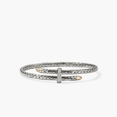 John Hardy Spear Slim Two-Tone Diamond Pave Flex Bypass Cuff - John Hardy product