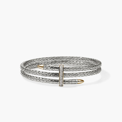 John Hardy Spear Two-Tone Diamond Pave Slim Triple Flex Cuff - John Hardy product