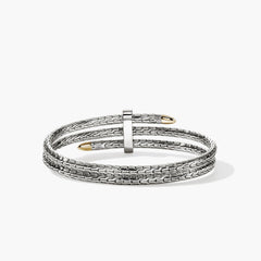 John Hardy Spear Two-Tone Diamond Pave Slim Triple Flex Cuff