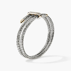 John Hardy Spear Two-Tone Diamond Pave Slim Triple Flex Cuff
