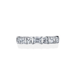 Private Label Alternating Emerald Cut and Round Halfway Band
