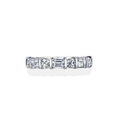 Private Label Alternating Emerald Cut and Round Halfway Band - Private Label product