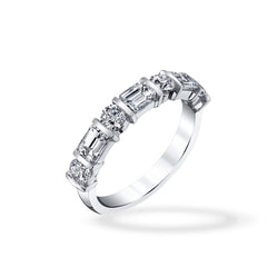 Private Label Alternating Emerald Cut and Round Halfway Band