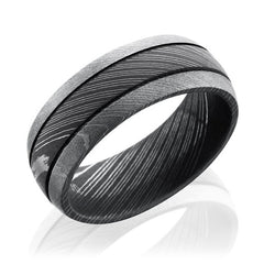 Lashbrook Damascus Steel 8mm Domed Grooved Band