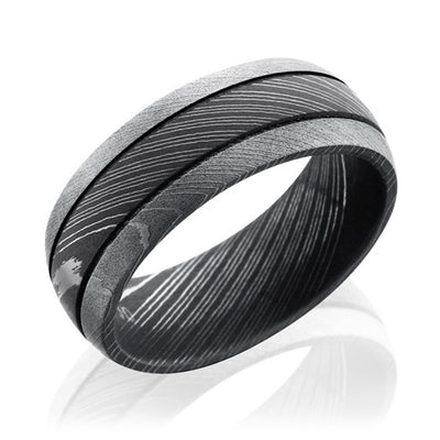 Lashbrook Damascus Steel 8mm Domed Grooved Band - Lashbrook product