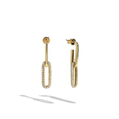 2.34ctw Diamond and Gold Paperclip Dangle Earrings - Private Label product