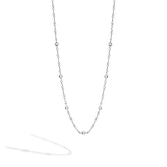Roberto Coin White Gold 7 Station Bezel Set Diamond Twist Necklace 16"