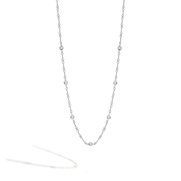 Roberto Coin White Gold 7 Station Bezel Set Diamond Twist Necklace 16"