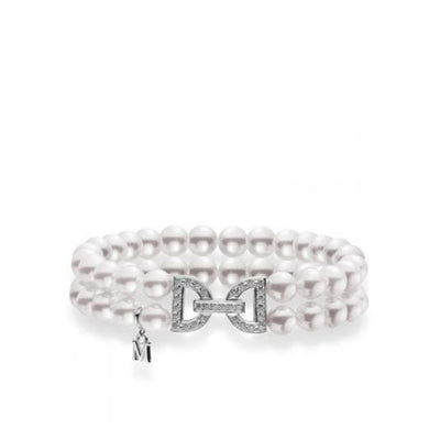 Mikimoto Akoya Pearl Double Row Bracelet with Diamond Clasp - Mikimoto product