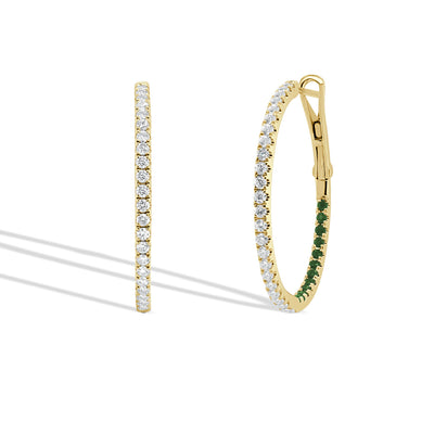 Emerald and Diamond In and Out Hoop Earring - Private Label product