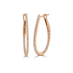 Skinny Inside Out Diamond Pear Shaped Hoops - 1"