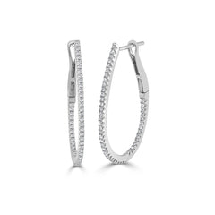 Skinny Inside Out Diamond Pear Shaped Hoops - 1"
