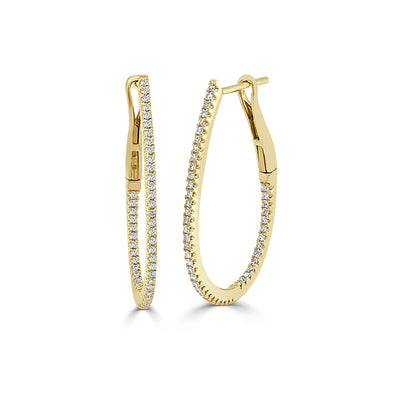 Skinny Inside Out Diamond Pear Shaped Hoops - 1" - Private Label product